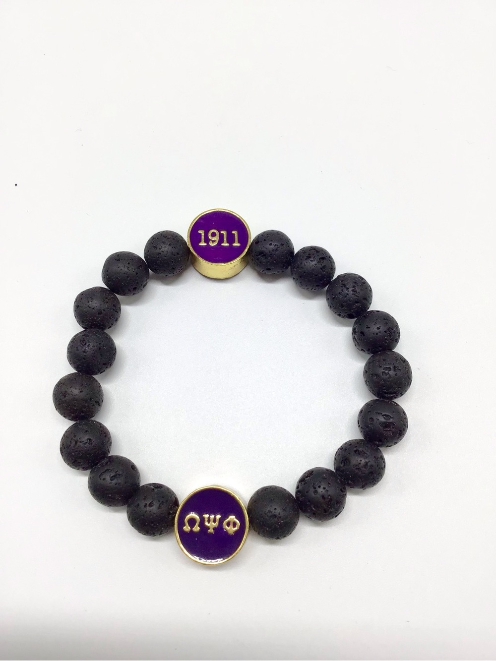 Omega Psi Phi Lava Rock Beaded Bracelet